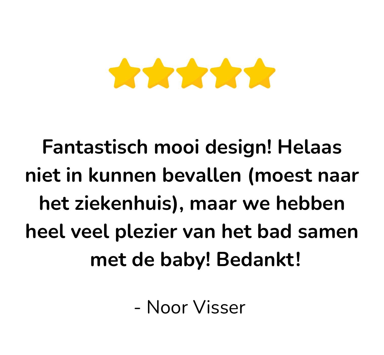 Review van klant over betrouwbare service en snelle levering van het bevalbad thuis.