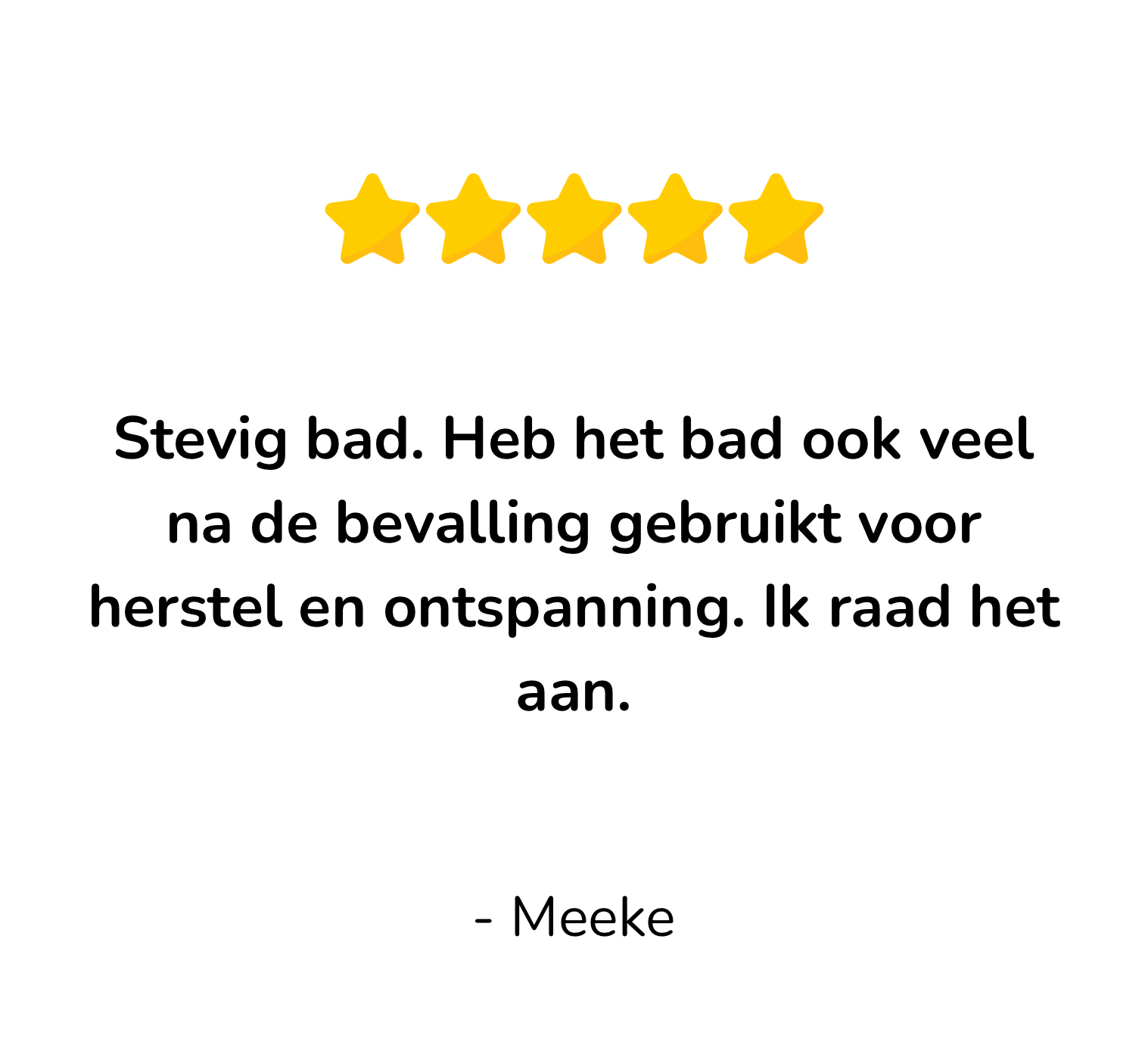 Tevreden klant over handige accessoires zoals handvatten, zitting en pomp in bevalbad set.