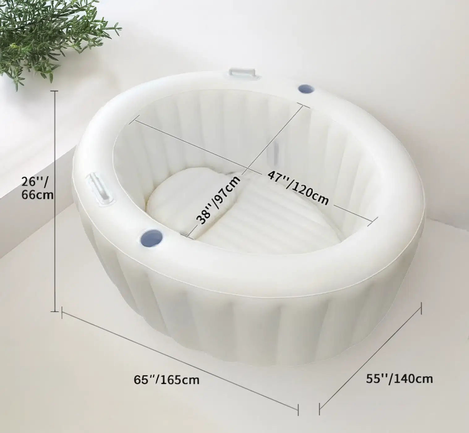 Bevalbad + hoes + opblaaspomp Wit opblaasbaar bevalbad kopen met ergonomisch ontwerp, stevige randen en ruime afmetingen van 165 x 140 x 66 cm voor comfortabele thuisbevalling thuis.