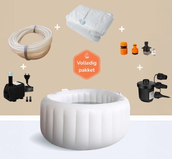 Compleet bevalbad thuis met accessoires – opblaasbaar bevallingsbad inclusief pomp, hoes en waterslang.